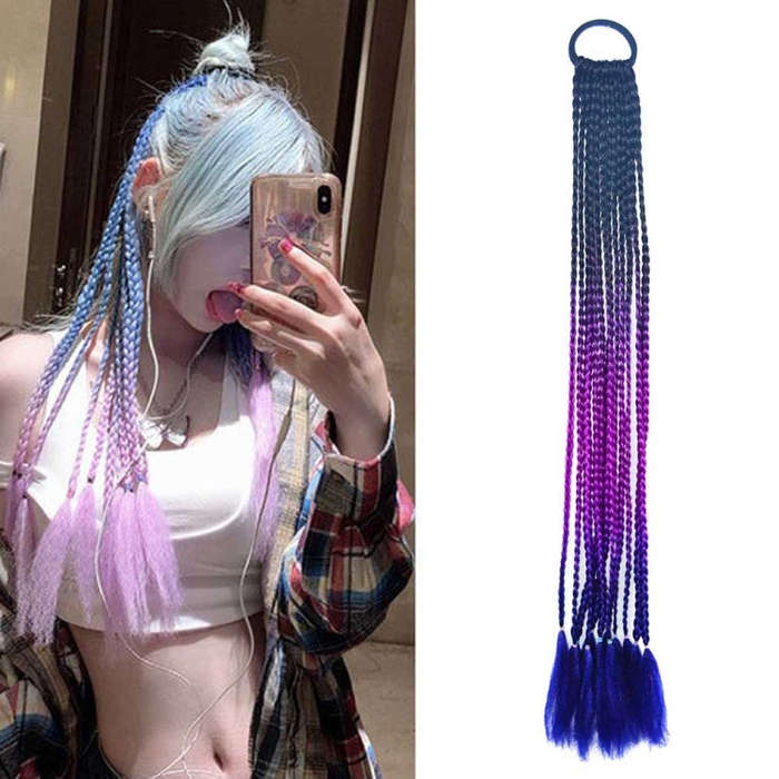 FQXBMW Colorful Braid Hair Band Wigs Corn Silk Colorful Dreadlocks Ponytail, Color: 1, 1, 02, 06,...