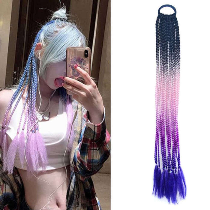 FQXBMW Colorful Braid Hair Band Wigs Corn Silk Colorful Dreadlocks Ponytail, Color: 1, 1, 02, 06,...