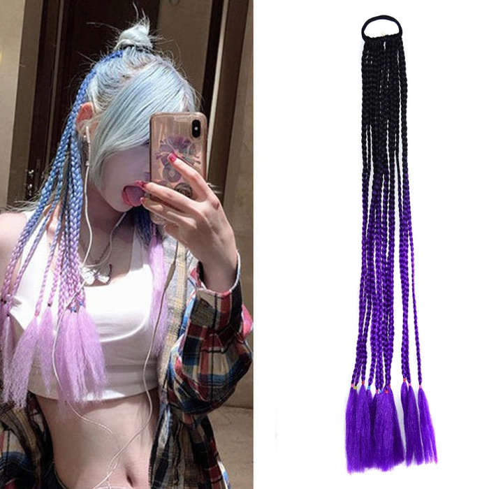 FQXBMW Colorful Braid Hair Band Wigs Corn Silk Colorful Dreadlocks Ponytail, Color: 1, 1, 02, 06,...