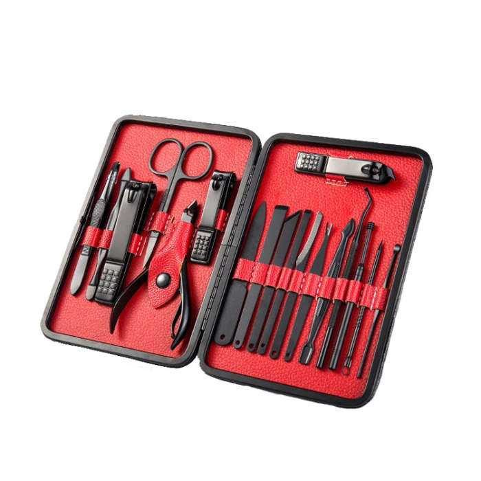 18 In 1 Nail Clippers Home Pedicure and Nail Care Tools, Black Red, Black Yellow