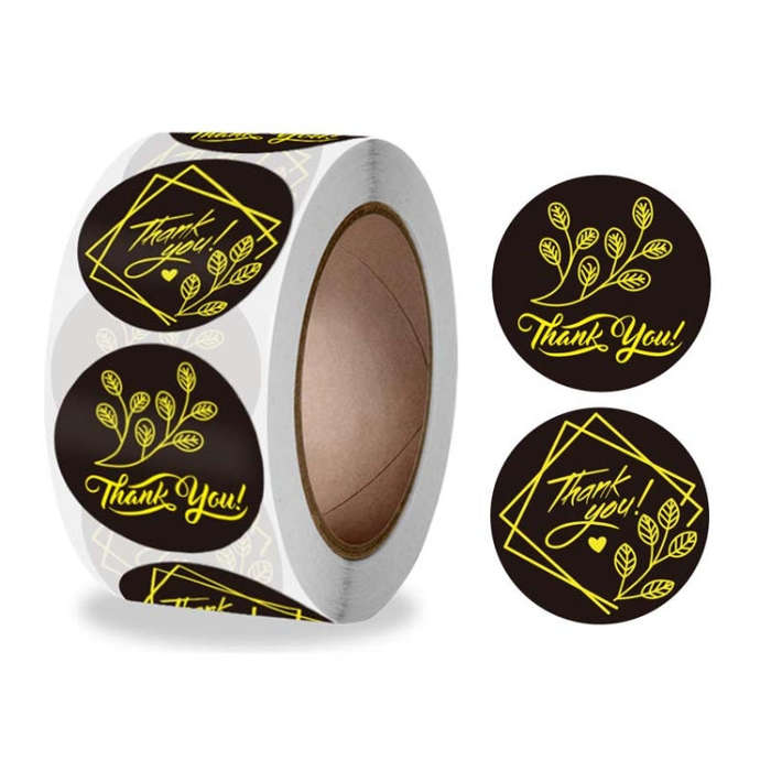 Thank You Hot Stamping Sticker Floral Wedding Gift Decoration Label, K-80-25mm, K-81-25mm