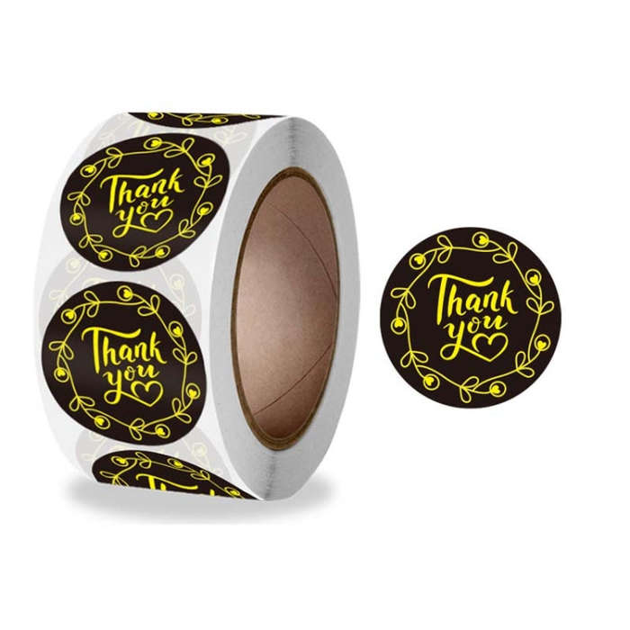 Thank You Hot Stamping Sticker Floral Wedding Gift Decoration Label, K-80-25mm, K-81-25mm