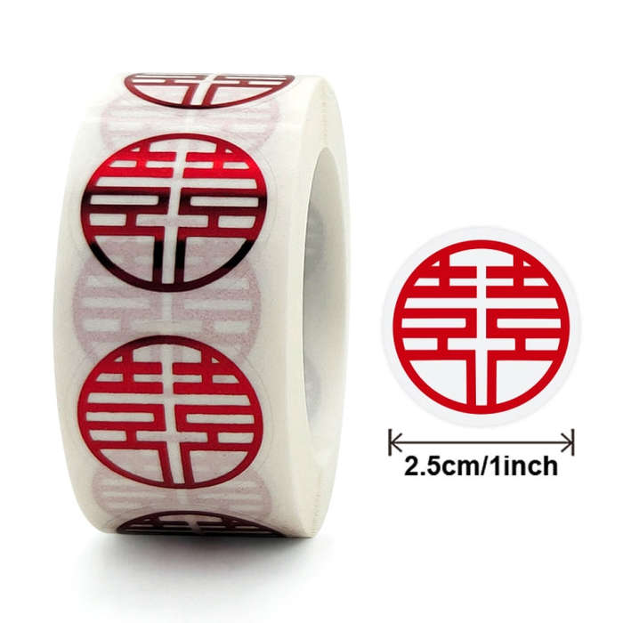 Wedding Happy Word Sticker Envelope Sealing Sticker Sugar Box Red Envelope Wedding Label, Diamete...