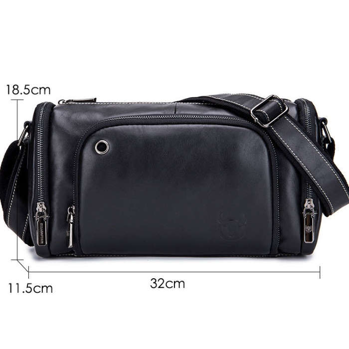 BUFF CAPTAIN HKDJB--001 First-Layer Cowhide Shoulder Messenger Bag Sports Men Leather Bag, Dark B...