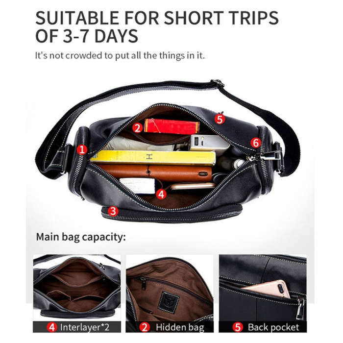 BUFF CAPTAIN HKDJB--001 First-Layer Cowhide Shoulder Messenger Bag Sports Men Leather Bag, Dark B...