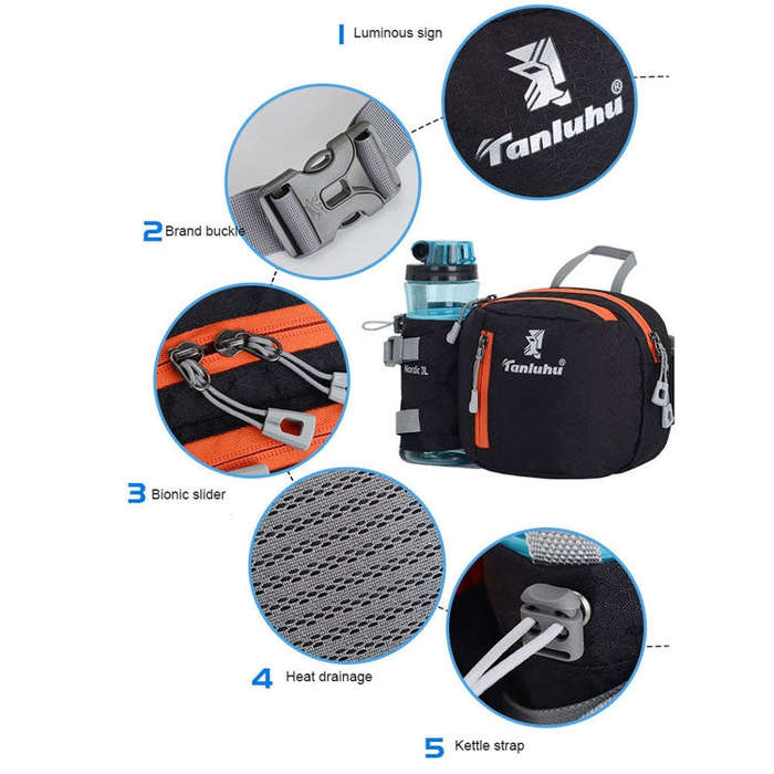 Tanluhu FK389 Outdoor Sports Waist Bag Multi-Purpose Running Water Bottle Bag Riding Carrying Cas...