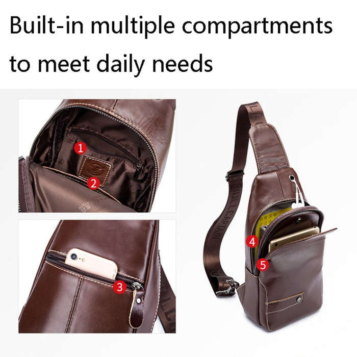BUFF CAPTAIN 087 Men Leather Shoulder Bag First-Layer Cowhide Sports Chest Bag