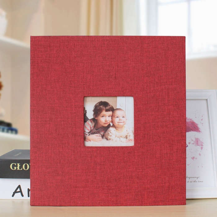 10 Inch 20 Pages/40P Cloth Photo Album Self-Adhesive DIY Laminated Photo Album, Red, Green, Ginge...
