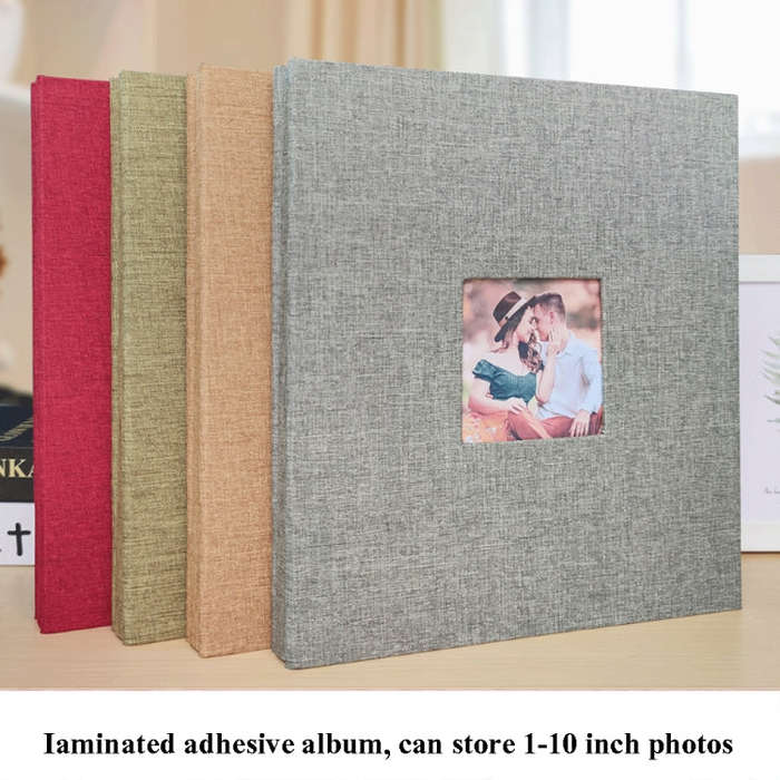 10 Inch 20 Pages/40P Cloth Photo Album Self-Adhesive DIY Laminated Photo Album, Red, Green, Ginge...