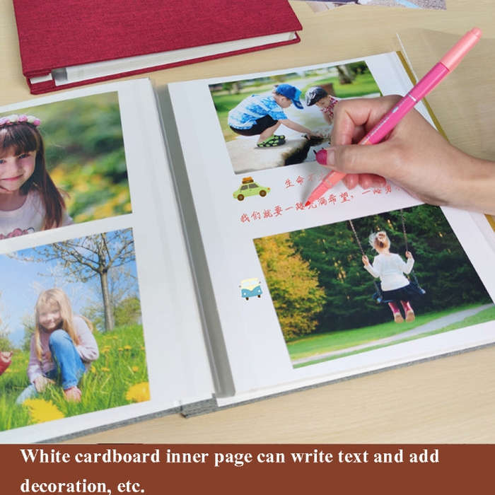 10 Inch 20 Pages/40P Cloth Photo Album Self-Adhesive DIY Laminated Photo Album, Red, Green, Ginge...