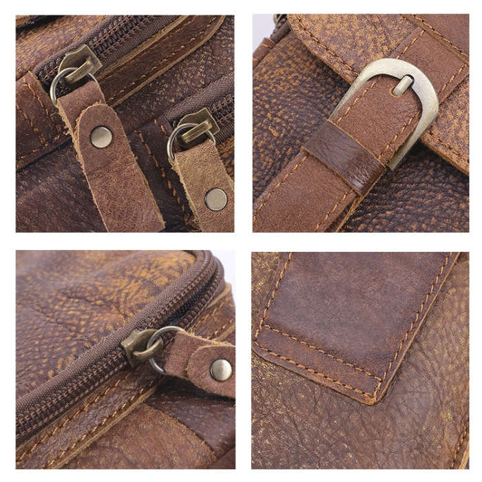 6371 Men Mobile Phone Belt Bag Multifunctional Retro Satchel Waist Bag