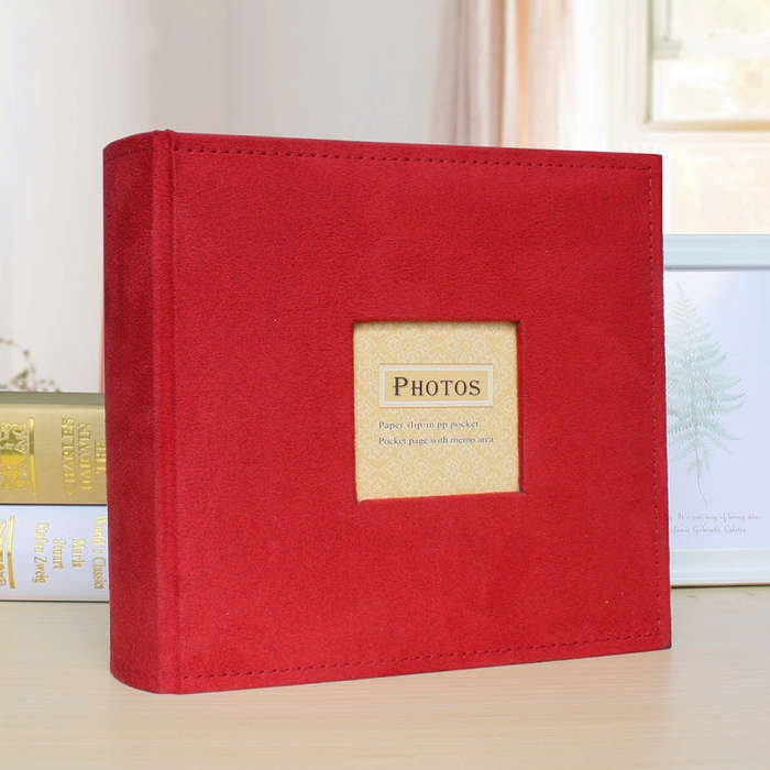 6 Inch 200 Sheets Flannel Retro Photo Album Interstitial Photo Storage Book, Red, Green, White, O...