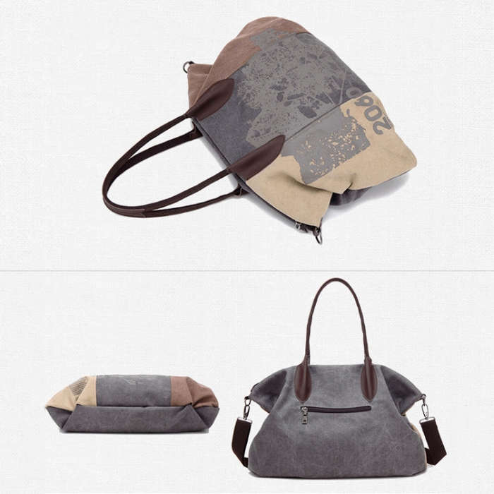 K1219 Large-Capacity Graffiti Canvas Bag Printing Single-Shoulder Messenger Bag, Red Wine, Blue, ...