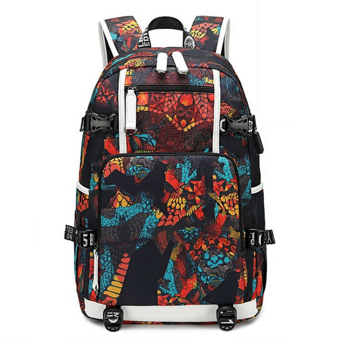 6101-4 Thermal Transfer Casual Backpack Simple Student Schoolbag, Printed Red, Printed Blue, Prin...