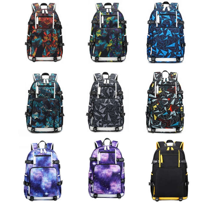 6101-4 Thermal Transfer Casual Backpack Simple Student Schoolbag, Printed Red, Printed Blue, Prin...