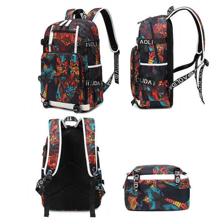 6101-4 Thermal Transfer Casual Backpack Simple Student Schoolbag, Printed Red, Printed Blue, Prin...