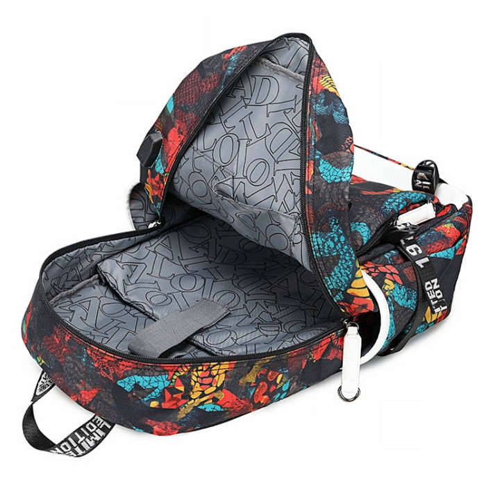 6101-4 Thermal Transfer Casual Backpack Simple Student Schoolbag, Printed Red, Printed Blue, Prin...