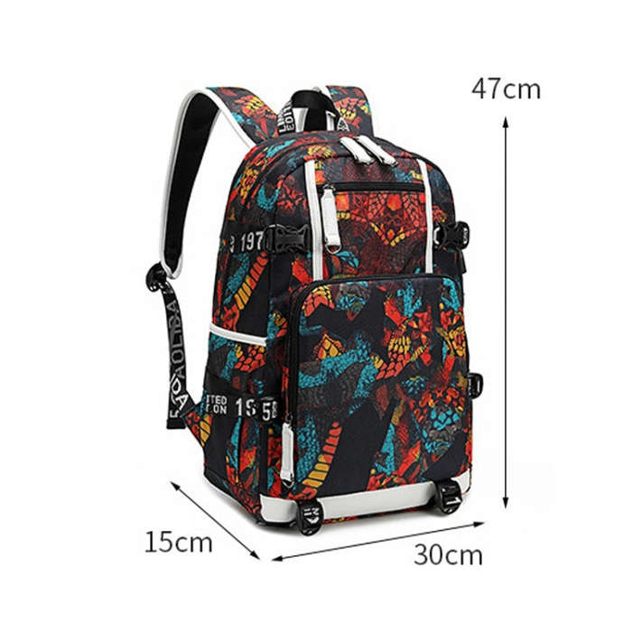 6101-4 Thermal Transfer Casual Backpack Simple Student Schoolbag, Printed Red, Printed Blue, Prin...