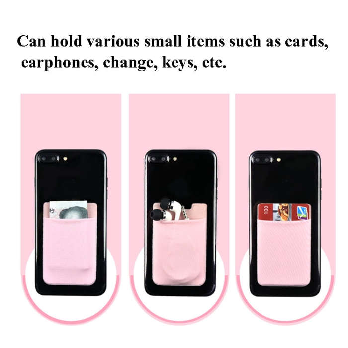 Stretch Lycra Mobile Phone Back Sticker Card Holder Phone Back Wallet Bus Bank Card Holder, Black...