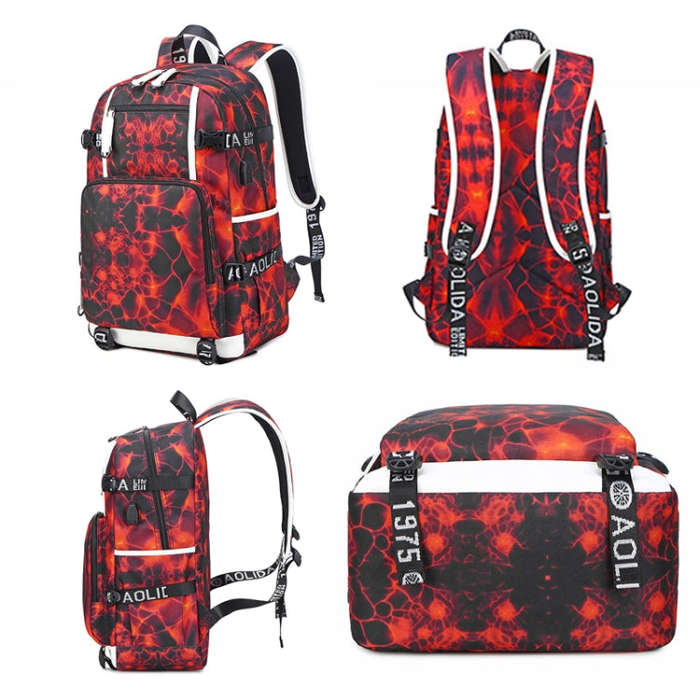 6101-5 Printed Backpack Large Capacity Computer Backpack Waterproof Student School Bag, Print Col...