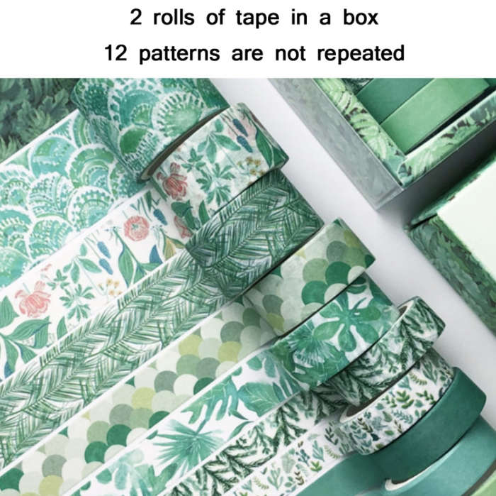 Antique And Paper Tape Hand Account DIY Decoration Material, Green Mint, Blue Trajectory, Geometr...