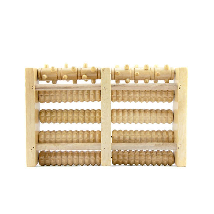 Wooden Roller Massager Small Nails Five-Row Foot Massager