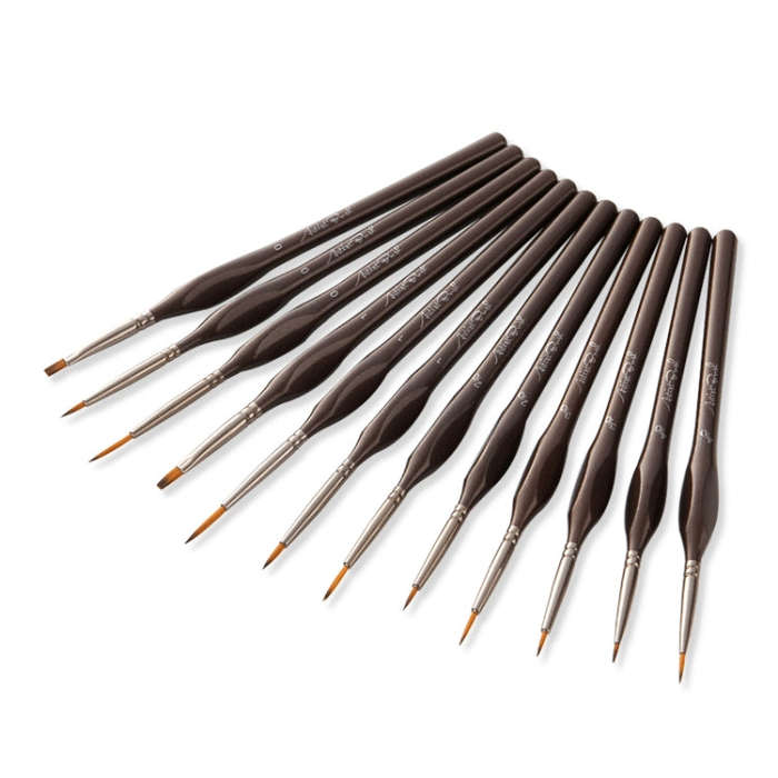 12 PCS/Set  Painting Triangle Rod Two-Color Nylon Hair Hook Line Pen Watercolor Brush Pen Art Sup...