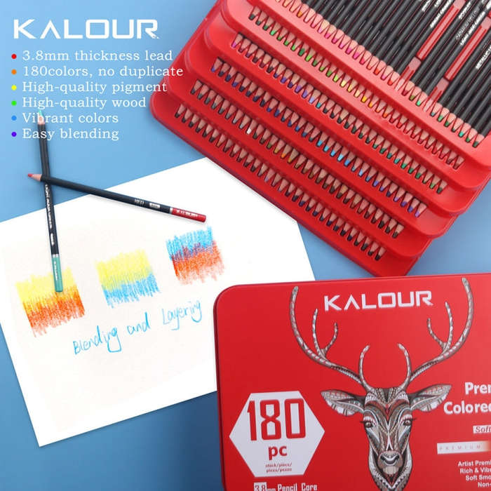 KALOUR 180 Colors Color Lead Set Painted Pencils Art Painting Supplies, 180 Colors Art Painting