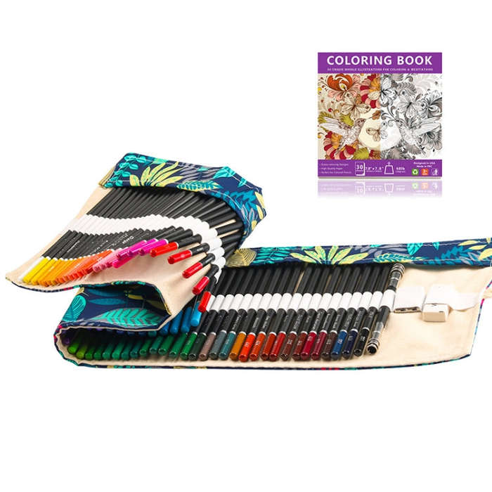 72 Colors Colored Pencils Set Hand-Painted Graffiti Colored Pencils, With Roller Shutter Pencil Case