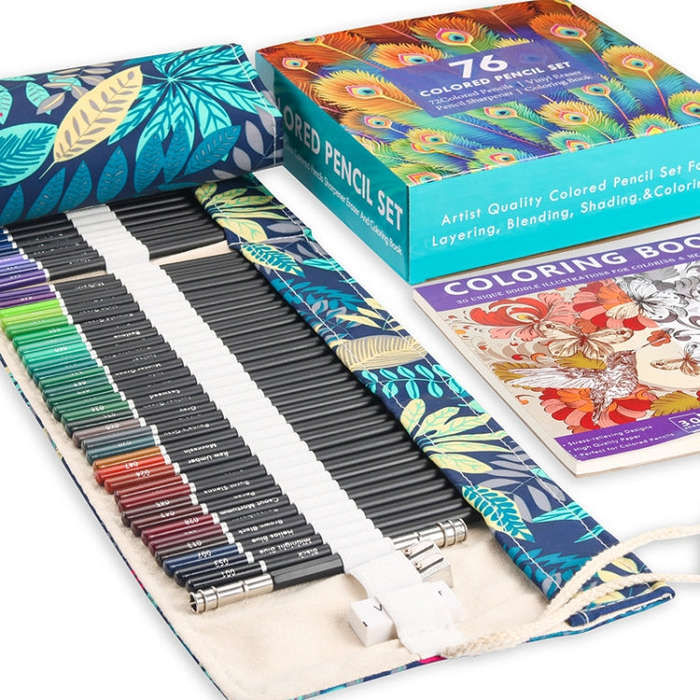 72 Colors Colored Pencils Set Hand-Painted Graffiti Colored Pencils, With Roller Shutter Pencil Case