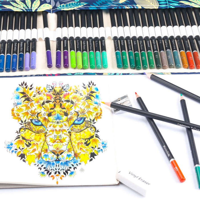 72 Colors Colored Pencils Set Hand-Painted Graffiti Colored Pencils, With Roller Shutter Pencil Case