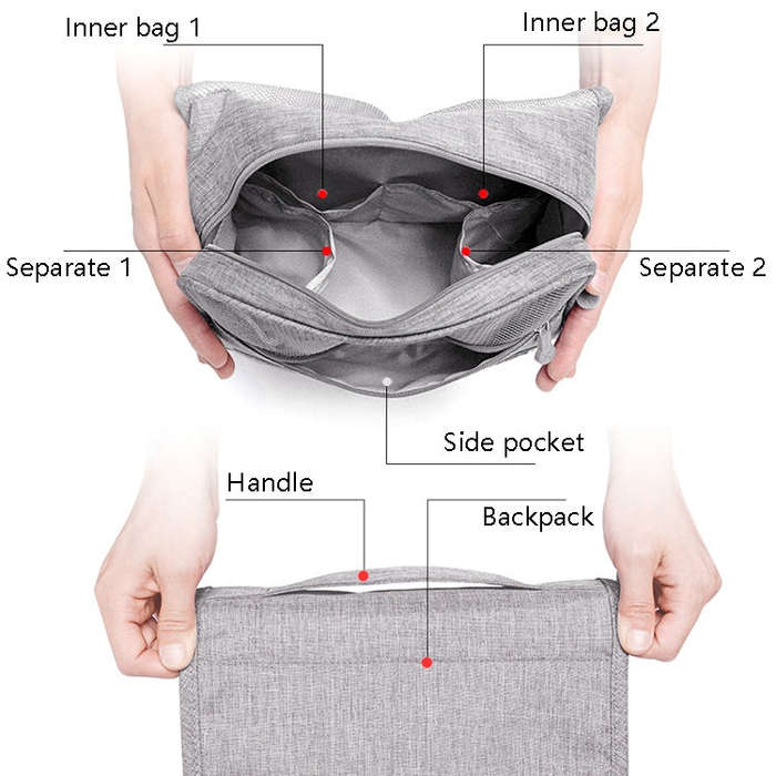 Travel Waterproof Wash Bag Portable Dust-Proof Storage Bag Hanging Cosmetic Bag, Purple, Black, G...