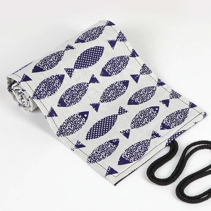 12 Holes Saury Hand Canvas Pen Curtain Color Lead Roller Pen Bag Storage Stationery Box, 12 Holes...