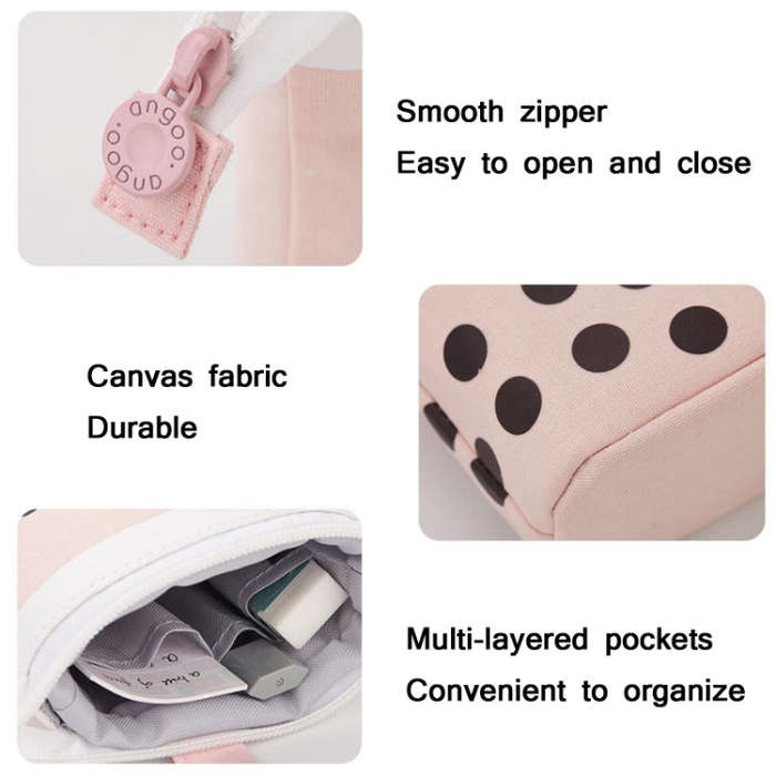 ANGOO Cute Girl Heart Multifunctional Pen Holder Stationery Retractable Storage Bag, Taro Milk Te...