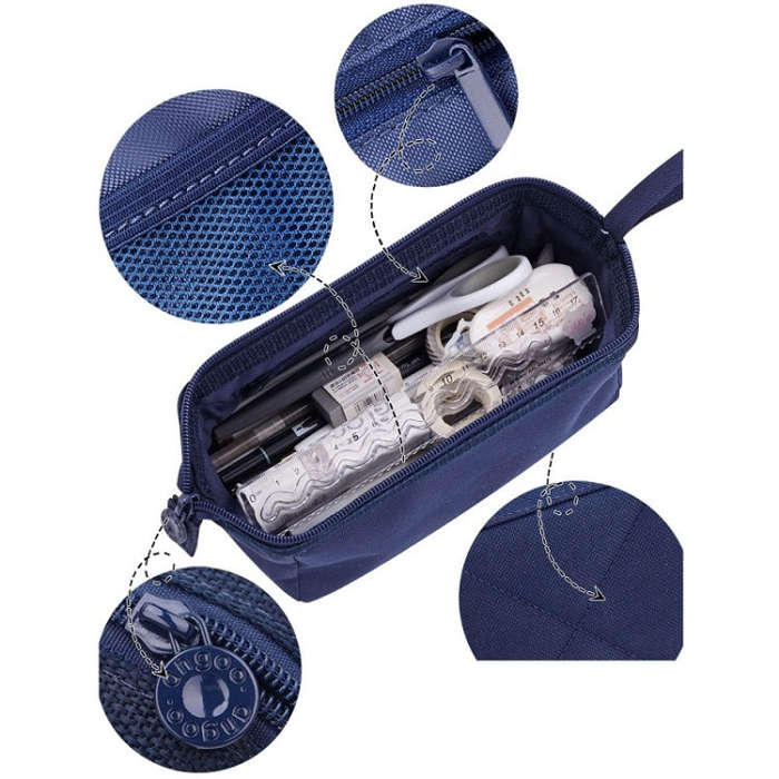 ANGOO Large-Capacity Student Stationery Bag Pure Color Simple Boat Shape Pencil Case