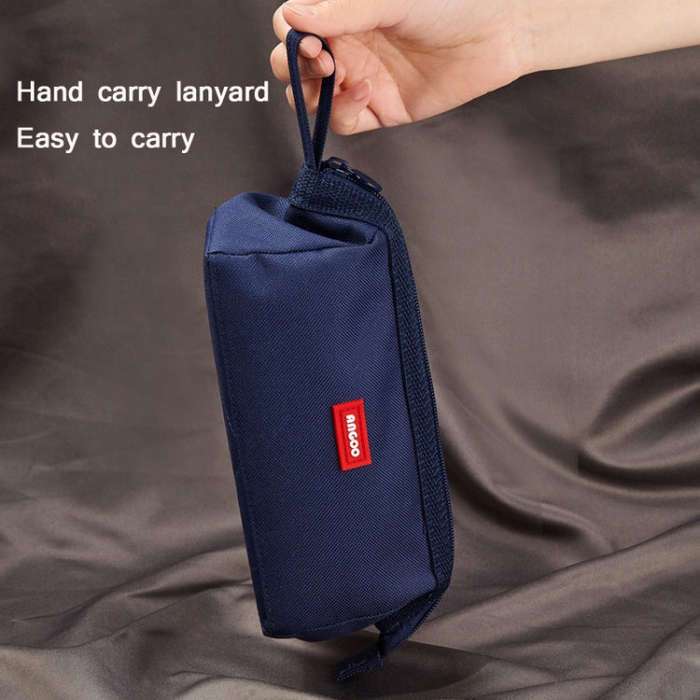 ANGOO Large-Capacity Student Stationery Bag Pure Color Simple Boat Shape Pencil Case
