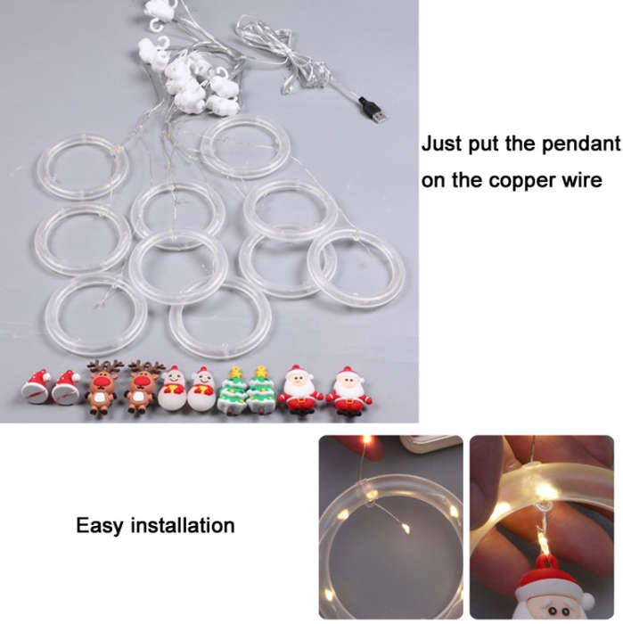 Christmas Decoration Lights USB Ring Doll 10 in 1 String Lights, Reindeer, Santa Claus, Christmas...