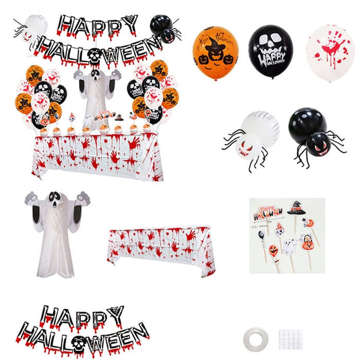 Halloween Balloon Set Blood Color Banner Three-Dimensional Ghost Party Decoration, Blood Deskclot...