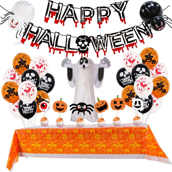 Halloween Balloon Set Blood Color Banner Three-Dimensional Ghost Party Decoration, Blood Deskclot...