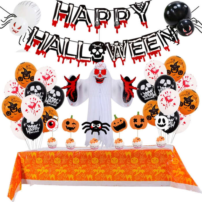 Halloween Balloon Set Blood Color Banner Three-Dimensional Ghost Party Decoration, Blood Deskclot...