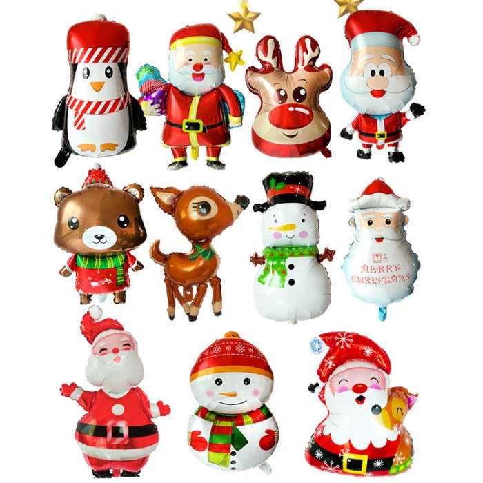 Christmas Decoration Aluminum Film Balloons, Style: Large Santa, Gift Santa, Cute Santa, Snowman,...