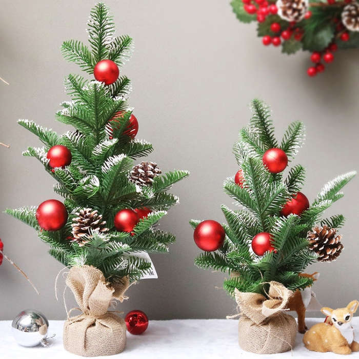 SYCT74 Christmas Decorations White PE Red Fruit Mini Christmas Tree, 40cm, 50cm