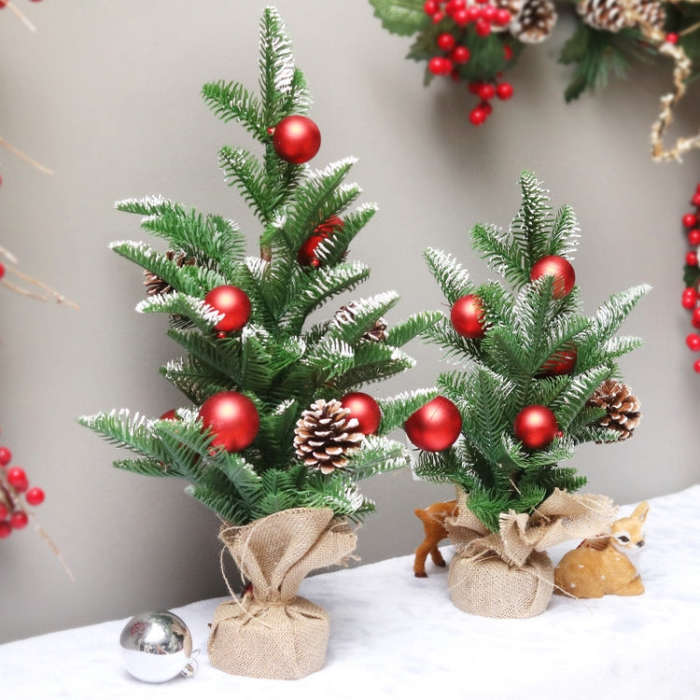 SYCT74 Christmas Decorations White PE Red Fruit Mini Christmas Tree, 40cm, 50cm