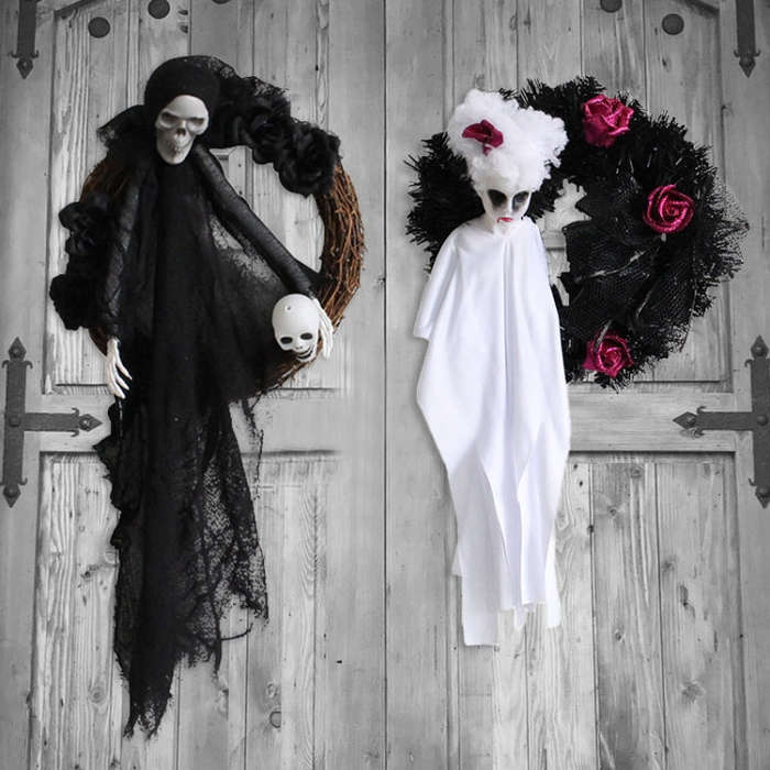 Halloween Ghost Door Hanging Horror Party Hanging Ornaments Haunted House Decoration, White Ghost...
