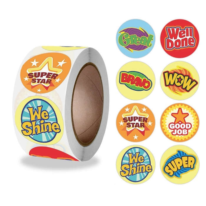 Children Roll Cute Encouragement Stickers Gift Decoration Sealing Stickers, 2.5cm / 1 Inch