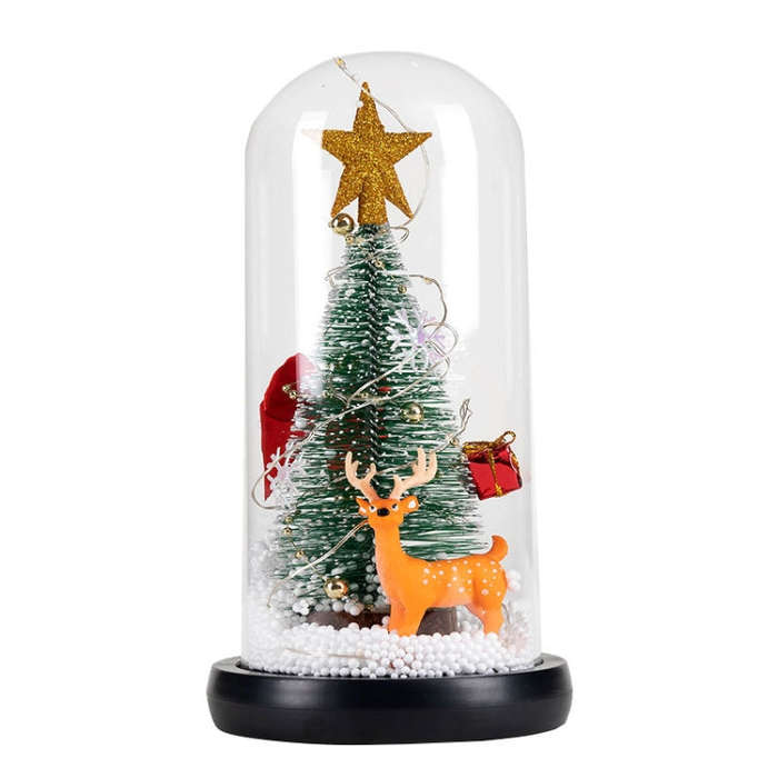 Christmas Cedar Window Display Glass Cover LED Light Ornaments, Star Deer, Furball Deer, Star San...