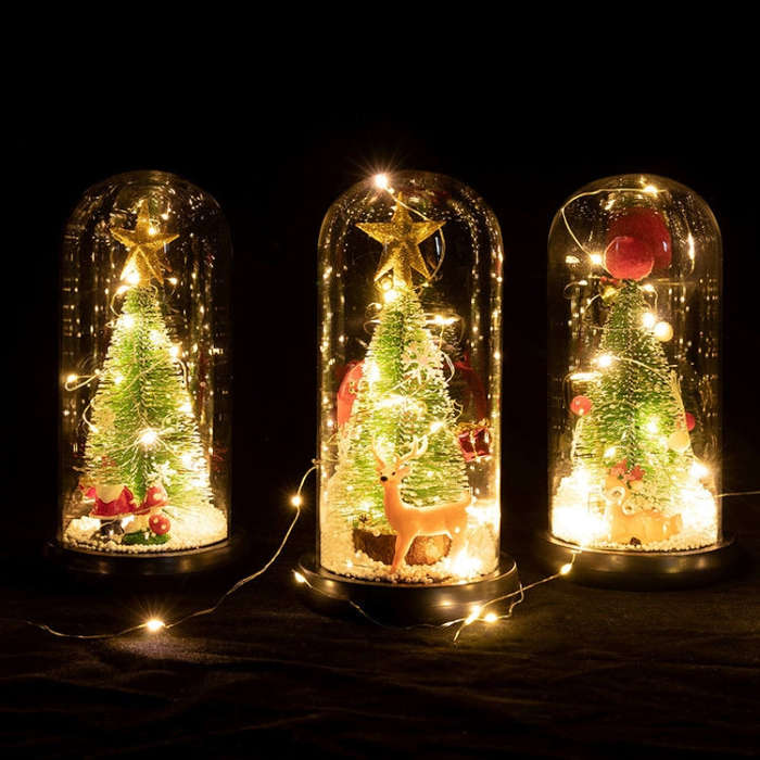 Christmas Cedar Window Display Glass Cover LED Light Ornaments, Star Deer, Furball Deer, Star San...