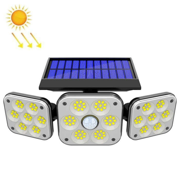 Solar 3-Head Rotatable Wall Lights Human Sense Outdoor Waterproof Garden Street Light, 112 LED, 1...