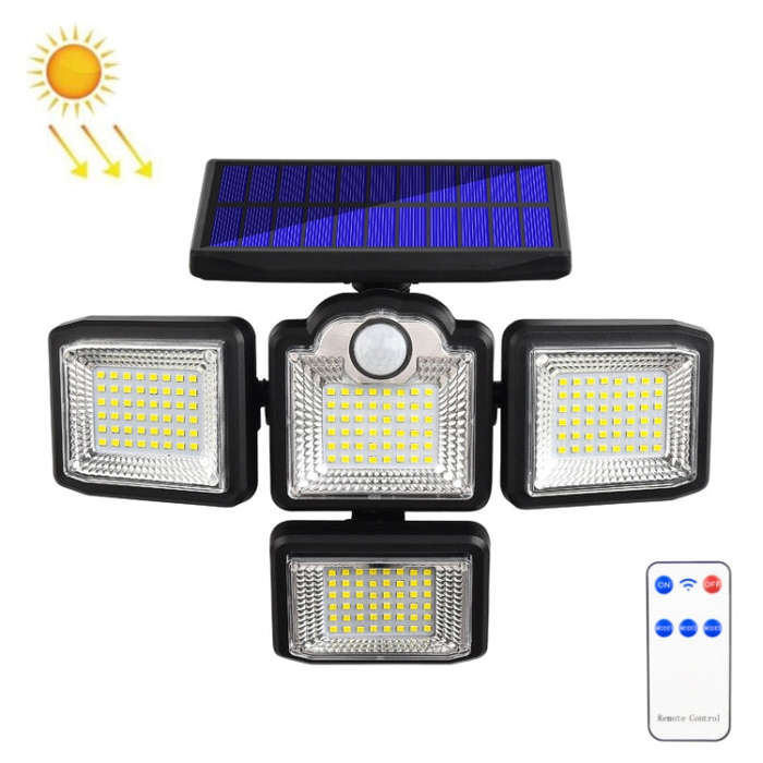 TG-TY085 Solar 4-Head Rotatable Wall Light with Remote Control Body Sensing Outdoor Waterproof Ga...