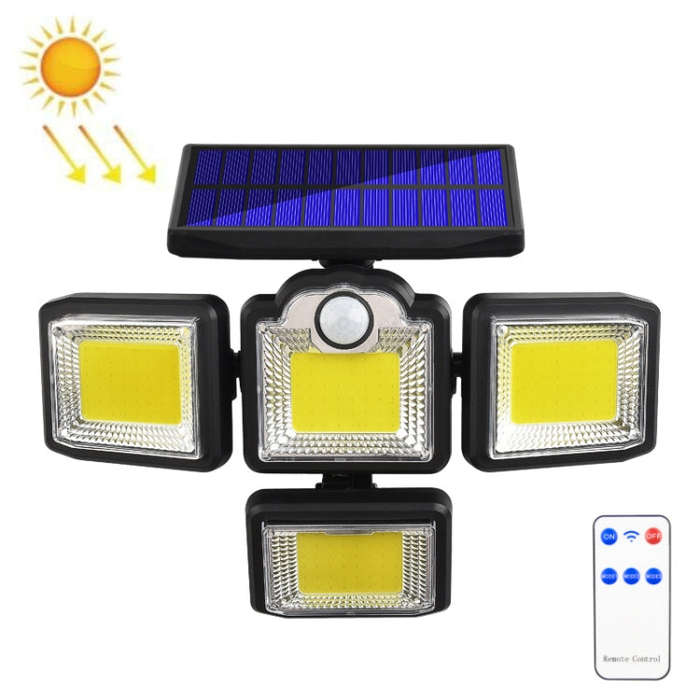 TG-TY085 Solar 4-Head Rotatable Wall Light with Remote Control Body Sensing Outdoor Waterproof Ga...